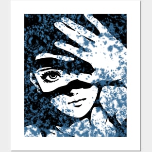 Punk Fashion Style Navy Glowing Girl Posters and Art